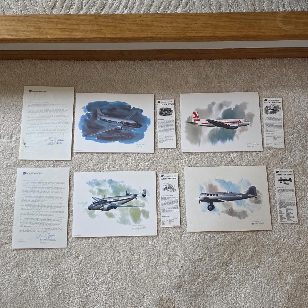 UNITED AIRLINES Lot Of 22 Vintage Aircraft Art Prints By Nixon Galloway - Picture 7 of 15